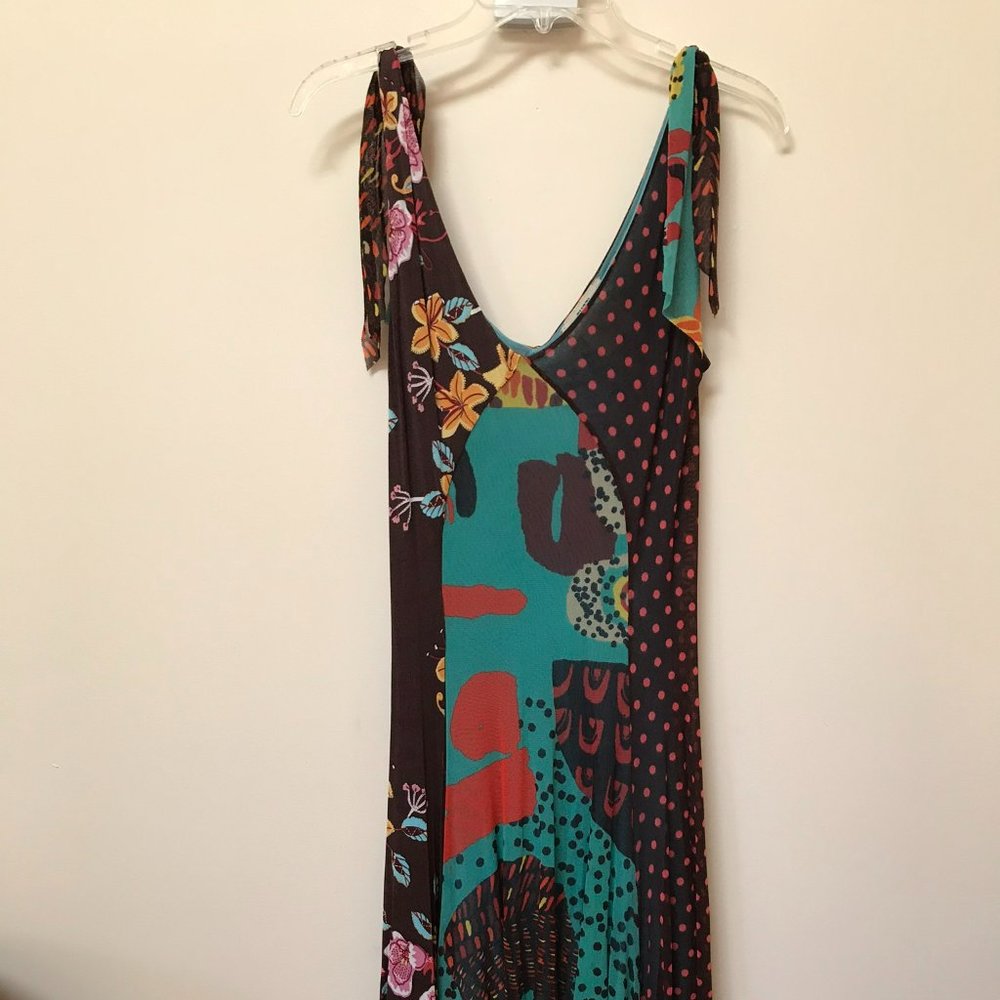 Fuzzi Multi Color Stretchy Mesh Knit Night Out Dress